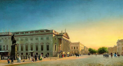 Eduard Gaertner, A View of the Opera and Unter den Linden, Berlin