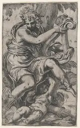 Paolo Farinati, Cupid and Apollo with a lyre