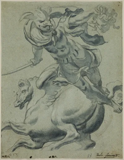 Paolo Farinati, Perseus Holding the Head of Medusa, with Pegasus in the Background