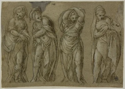 Paolo Farinati, Four Standing Draped Female Figures