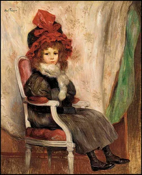 Abel Faivre, A young girl seated, wearing an elaborate red hat