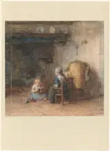 Albert Neuhuys, Twee kinderen in een boereninterieur
