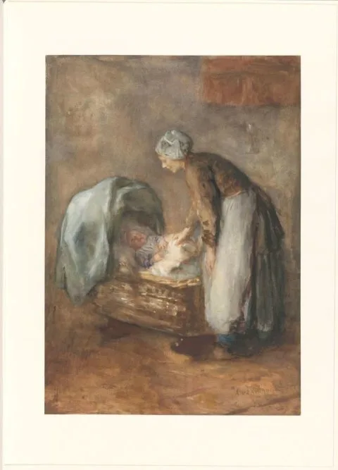 Albert Neuhuys, Staande vrouw bij een wieg