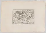 Giulio Carpioni, Air, represented by Iris reclining on her rainbow, accompanied by a winged putto bearing a torch and another winged putto riding an eagle, from "The Elements"