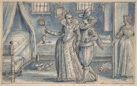 Crispijn van de Passe the Elder, Study for an engraving in the Hortus Voluptatum