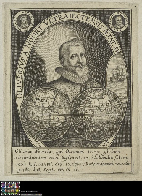Crispijn van de Passe the Elder, Portrait of Olivier van Noort, Dutch merchant captain