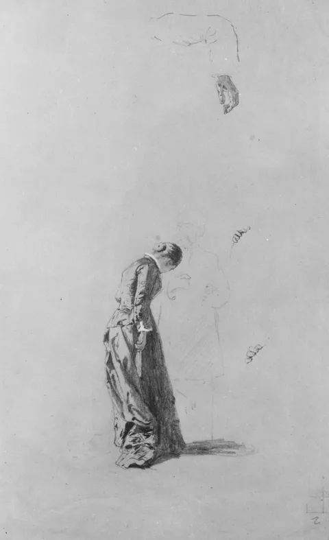 Thomas Hovenden, Standing Woman with Man in Outline