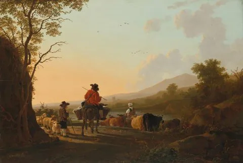 Jacob van Strij, Landscape with Cattle Driver and Shepherd