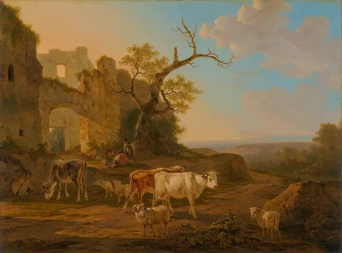 Jacob van Strij, Landscape with Cows near a Ruin