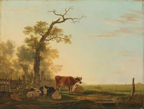 Jacob van Strij, Meadow Landscape with Animals