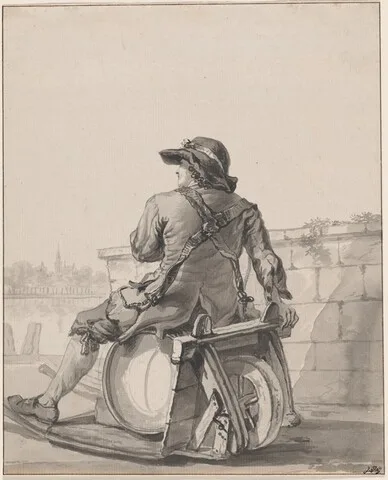 Jacob van Strij, Man Sitting on a Cask on a Wheelbarrow