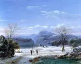 Louis Rémy Mignot, Hunters in a Winter Landscape