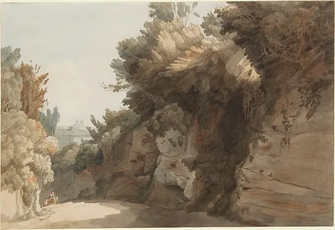 Francis Towne, A View near the Arco Scuro, looking towards the Villa Medici, at Rome