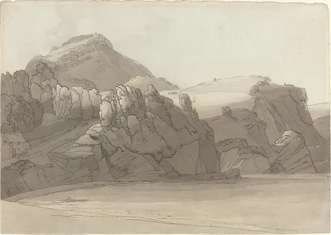 Francis Towne, A Rocky Shore at Coombmartin, Devon (Combe Martin Bay)