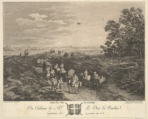 Balthasar Anton Dunker, Flanders Road (Route de Flandre) after a painting in the collection of the Duc de Praslin