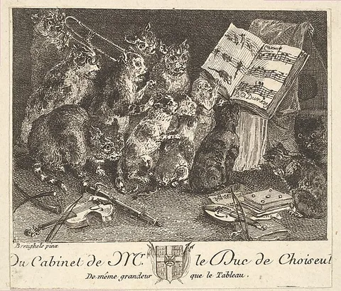 Balthasar Anton Dunker, Concert of Cats, after the painting in the collection of the Duc de Choiseul