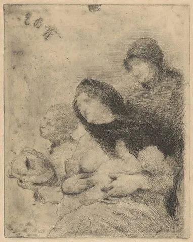 Ernesto Bazzaro, Mendicant Family of a Fallen Hero (Scena simbolica--Gruppo di famiglia dell'eroe caduto con elmetto)