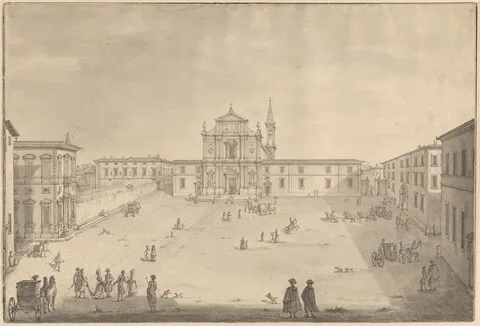 Giuseppe Zocchi, A View of the Piazza San Marco in Florence