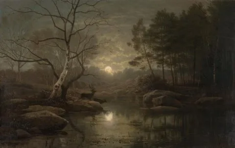 Georg Saal, Forest Landscape in the Moonlight