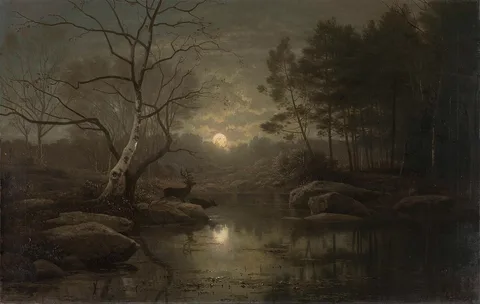 Georg Saal, Forest Landscape in the Moonlight