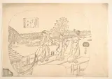 Utagawa Sadahide, Proof Line-Block Print for Fan