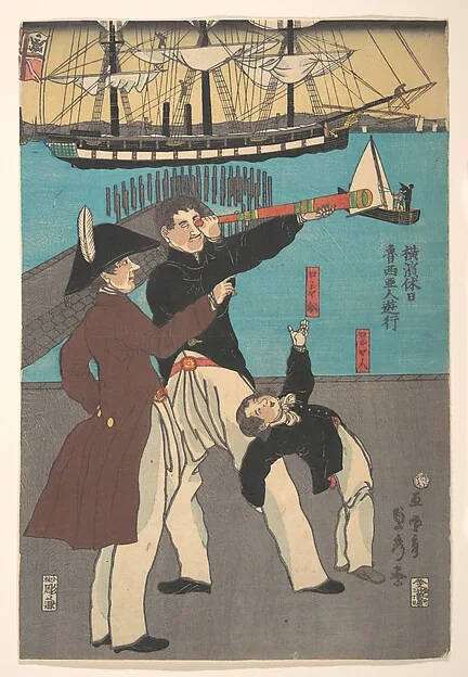Utagawa Sadahide, Russians Enjoying a Holiday in Yokohama (Yokohama kyūjitsu Roshiajin yūkō)