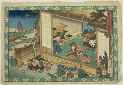 Utagawa Sadahide, The Village School Scene (Terakoya), from the series "Sugawara's Secrets (Sugawara denju)"