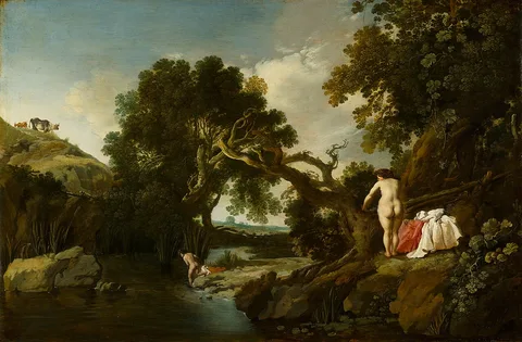 Moses van Uyttenbroeck, Wooded Pool with Salmacis and Hermaphroditus