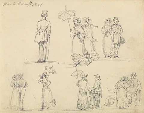 Joseph Nash, Fashionable Men and Women Promenading