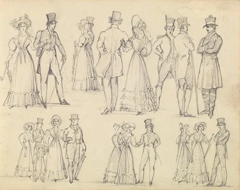 Joseph Nash, Fashionable Men and Women Conversing