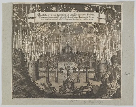 Melchior Küsel, Fireworks celebrating the marriage of Emperor Leopold I and Margarita, Vienna 1666
