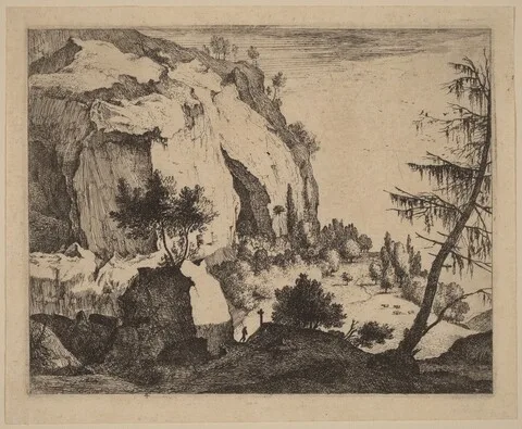 Melchior Küsel, Rocky Landscape with Fir: pl.4