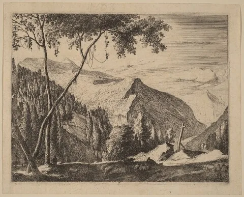 Melchior Küsel, Rocky Landscape with Cross: pl.5