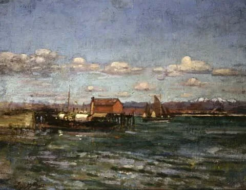 James Nairn, Wharf at Kaikoura with S.S. Wakatu