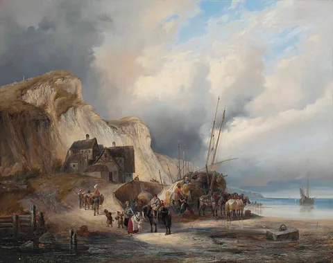 Heinrich Ambros Eckert, Loading hay on the Normandy coast