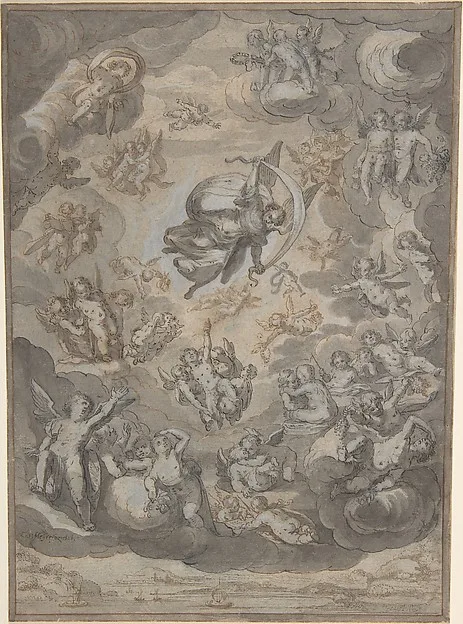 Conrad Meyer, Flying Putti, Surrounding Archangel Raphael