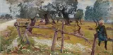 Mario Puccini, Olive grove with peasant girl and buffaloes