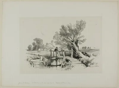 James Duffield Harding, Landscape with Boy Fishing