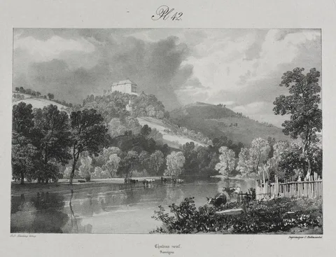 James Duffield Harding, Voyages pittoresques et romantiques dans l'ancienne France.  Auvergne:  Château Neuf