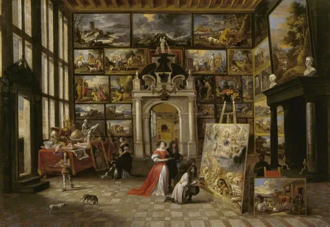 Hieronymus Janssens, A Picture Gallery with Fashionable Visitors