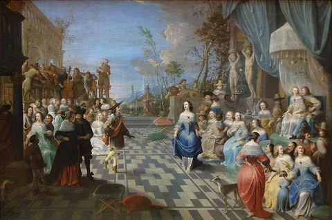 Hieronymus Janssens, Ball on the terrace of a palace