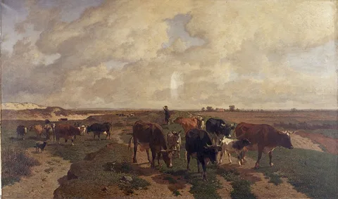 Louis Robbe, Landscape with Animals near Knokke-Heist