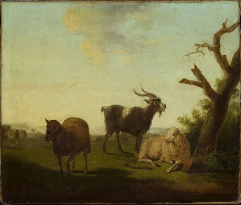 Louis Robbe, Pasture with sheep and a goat.