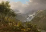 Abraham Teerlink, The Cascades at Tivoli, with a Storm Approaching