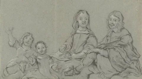 Jan van Noordt, Familiestuk bestaande uit een man, vrouw en twee kinderen met een lam