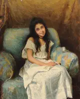 Richard Hall, Young girl sewing