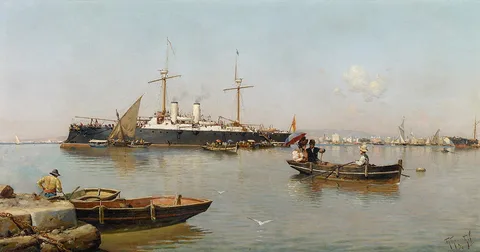 Guillermo Gómez Gil, View on the port of Málaga