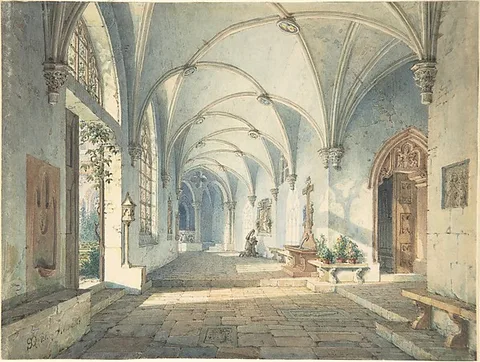 Simon Quaglio, Cloisters in a Nunnery