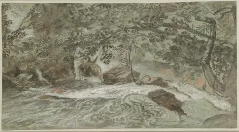 Franz Joachim Beich, Rapids with Overhanging Branches (verso)