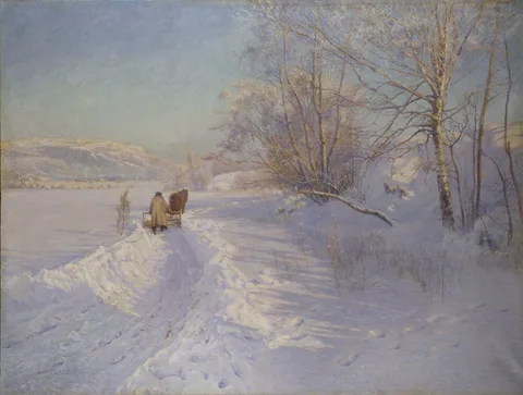 Anshelm Leonard Schultzberg, A Winter Morning after a Snowfall in Dalarna